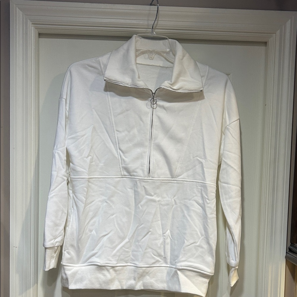 Amazon Women's White Quarter-Zip Top